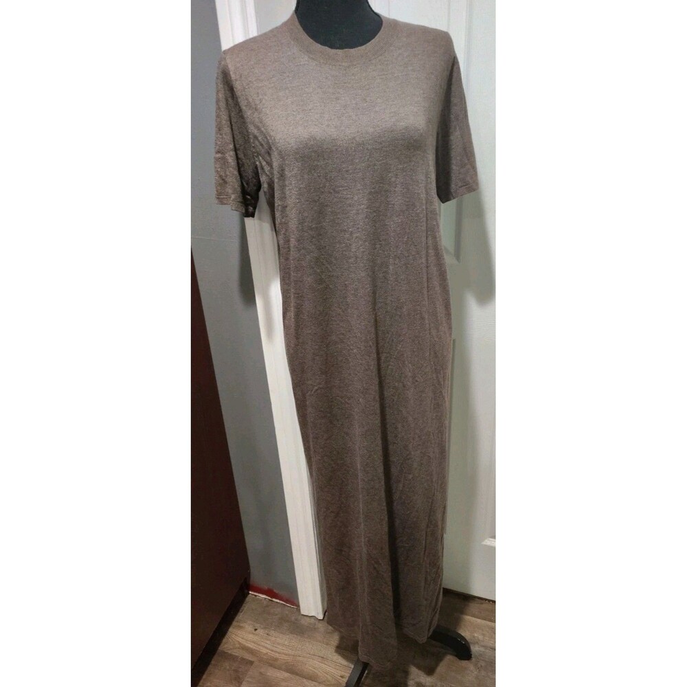 New Arach & Cloz Brown Wool Blend Women's Maxi Dress Size Large Anti-Peel